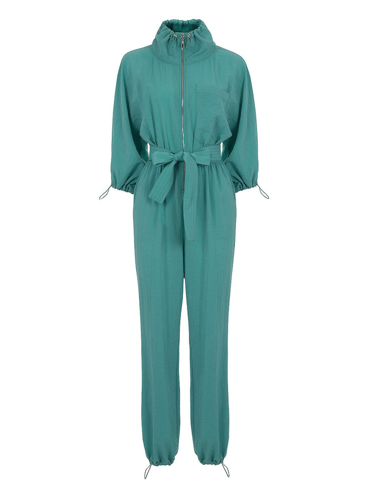 High Collar Jumpsuit with Belt