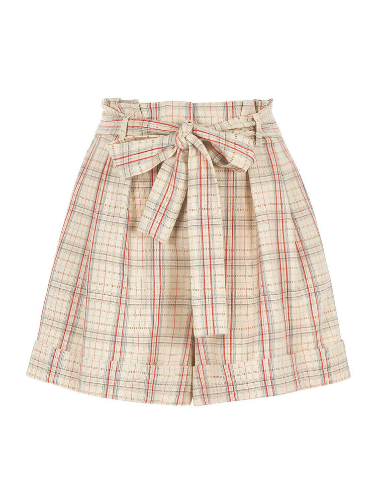 Belted Plaid Shorts