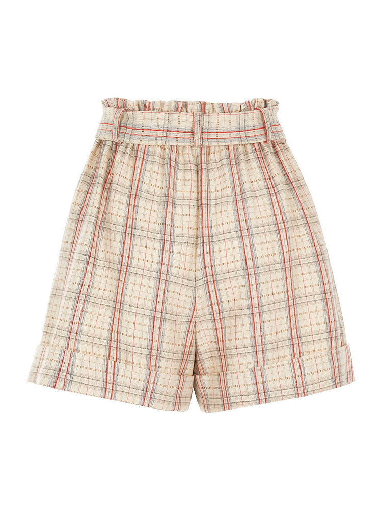 Belted Plaid Shorts