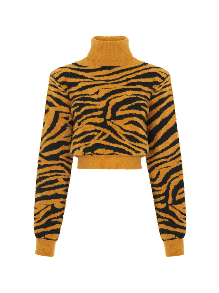 Tiger Print Soft Knit Sweater