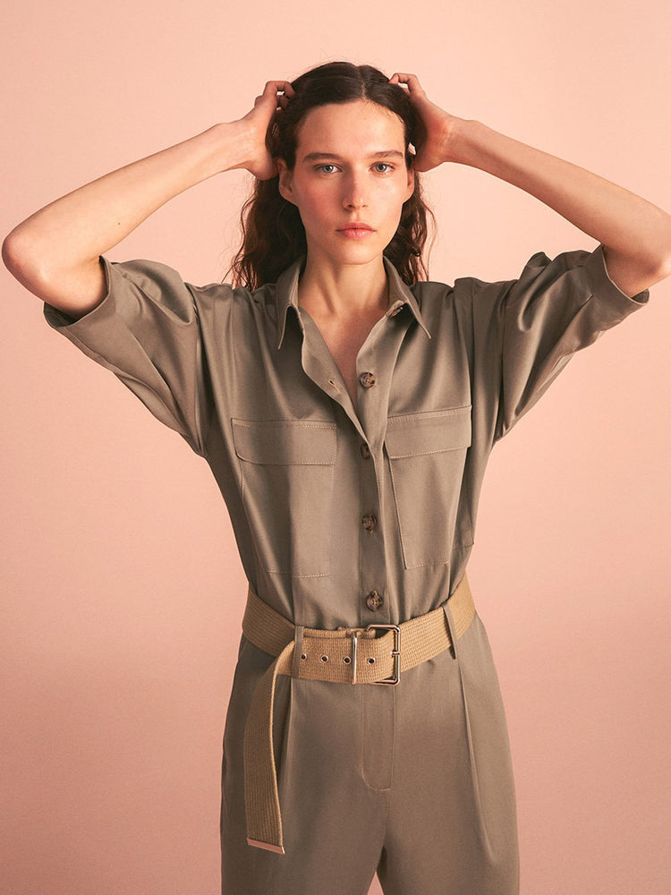 Lapel Collar Jumpsuit