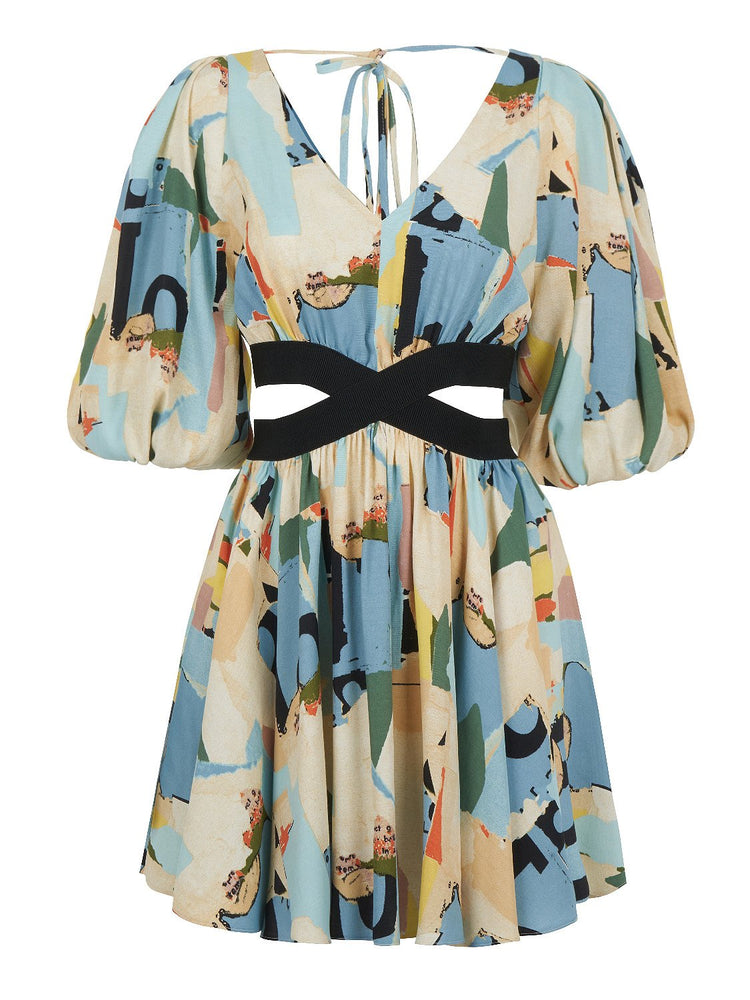 Mini Print Puff Sleeve Dress