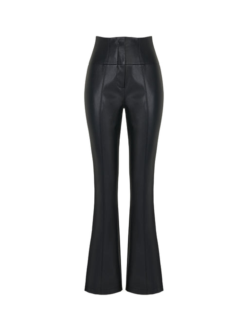 Faux Leather Pants With Elastic Waist