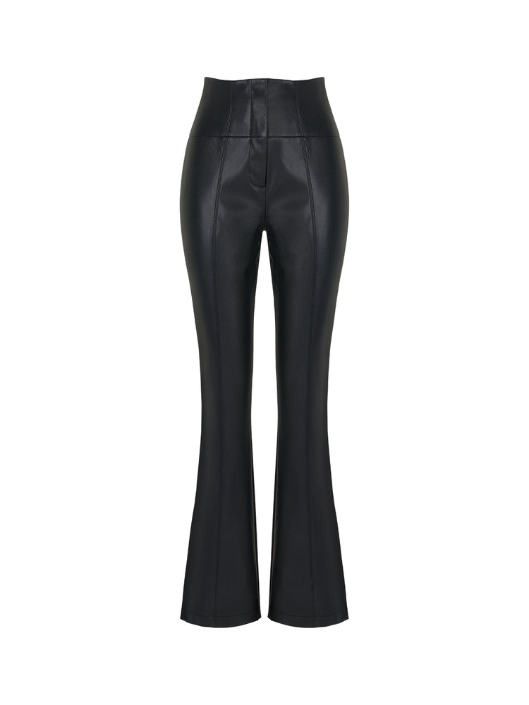 Faux Leather Pants With Elastic Waist