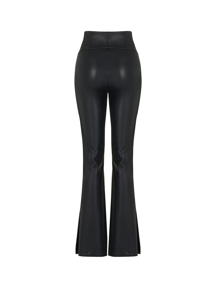 Faux Leather Pants With Elastic Waist