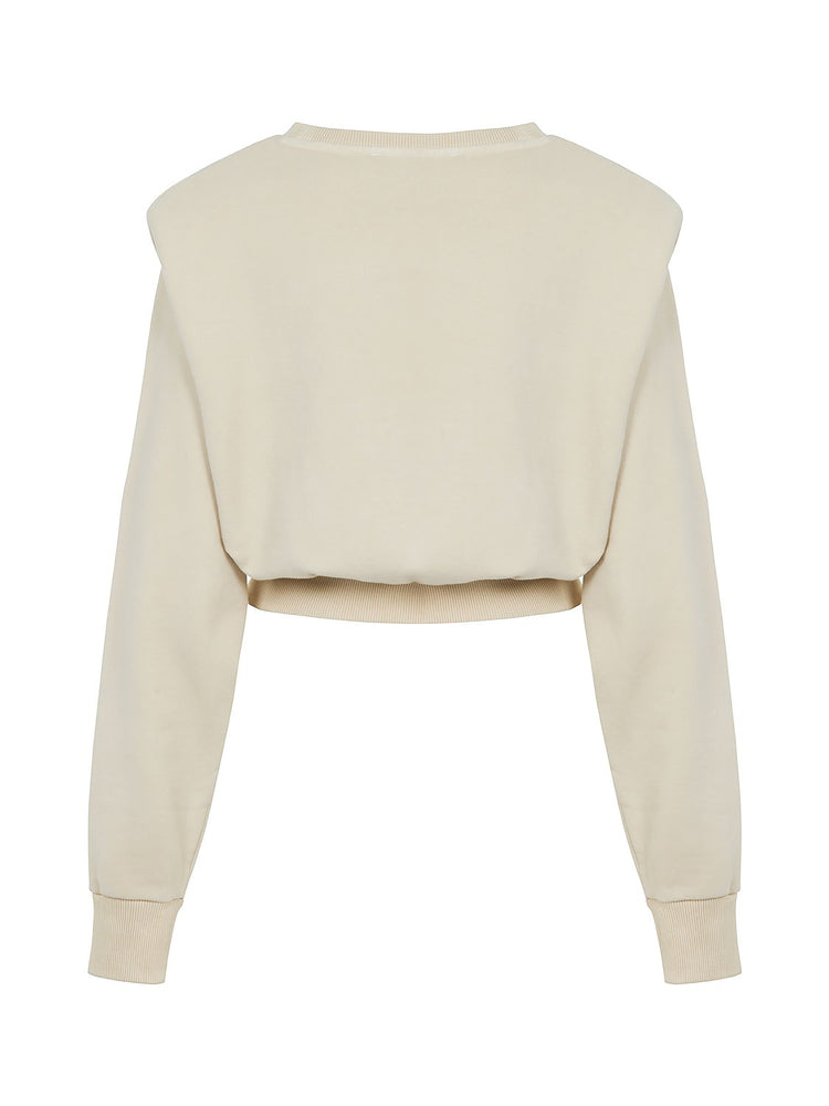 Shoulder Pad Embroidered Sweatshirt