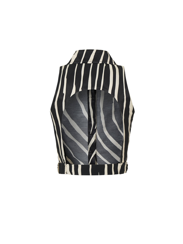 Zebra Print Cropped Linen Shirt