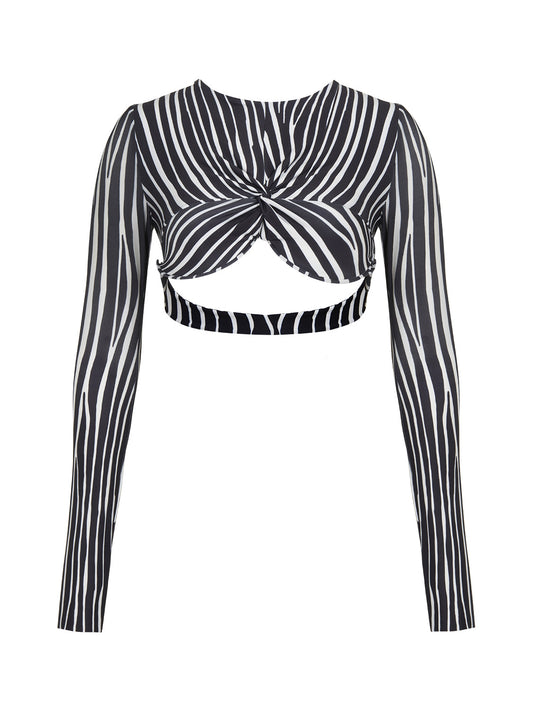 Zebra Print Crop Top Full sleeve