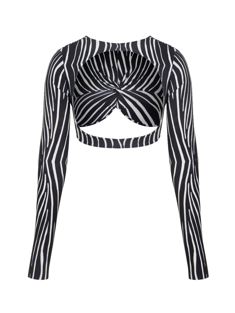 Zebra Print Crop Top Full sleeve